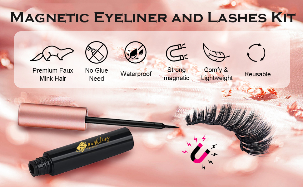 Amplectere te pulcherrimum sui cum 5D Faux Mink Lashes et Magnetic Eyelashes cum Eyeliner
